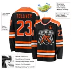 Custom Black Orange-White Hockey Jersey - Image 4