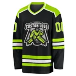 Custom Black Neon Green-White Hockey Jersey - Image 3