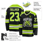 Custom Black Neon Green-White Hockey Jersey - Image 2