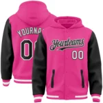 Custom Green Cream Bomber Full-Snap Varsity Letterman Two Tone Hoodie Jacket