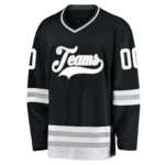 Custom Black White-Gray Hockey Jersey - Image 3