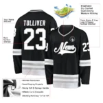 Custom Black White-Gray Hockey Jersey - Image 2