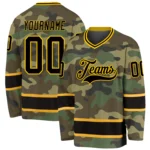 Custom Camo Black-Gold Salute To Service Hockey Jersey