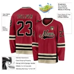 Custom Maroon Black-Cream Hockey Jersey - Image 2