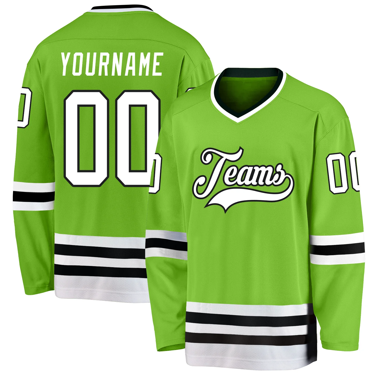 neon_green_0031.webp Custom Neon Green White-Black Hockey Jersey - Image 1