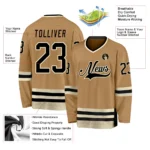 Custom Old Gold Black-Cream Hockey Jersey - Image 2