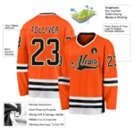 Custom Orange Black-Old Gold Hockey Jersey - Image 2