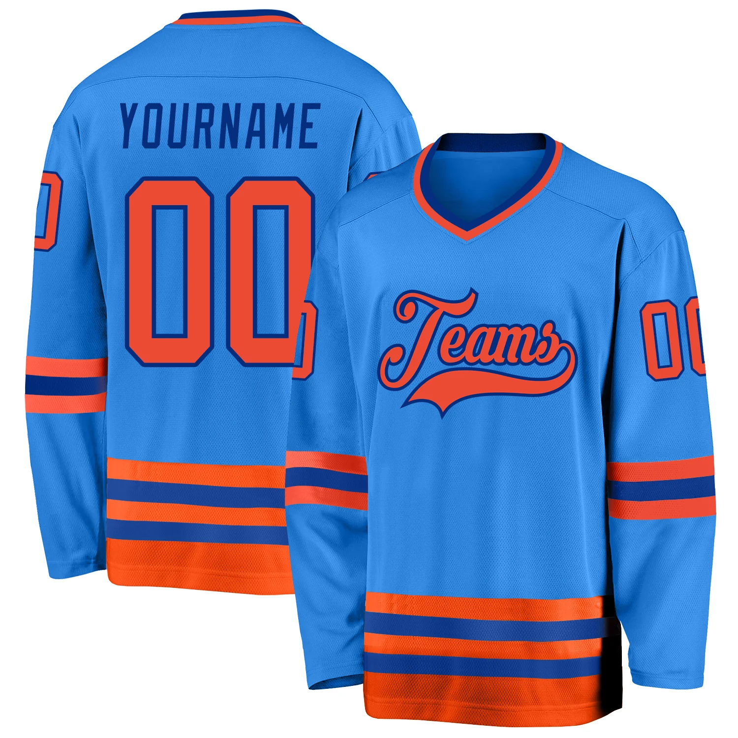 powder_blue_0111.webp Custom Powder Blue Orange-Royal Hockey Jersey - Image 1