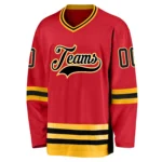 Custom Red Black-Gold Hockey Jersey - Image 3