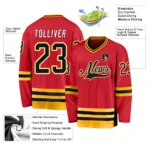 Custom Red Black-Gold Hockey Jersey - Image 4
