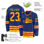Custom Royal Gold-Red Hockey Jersey - Image 2
