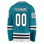 Custom Teal White-Black Hockey Jersey - Image 4