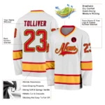 Custom White Red-Gold Hockey Jersey - Image 2