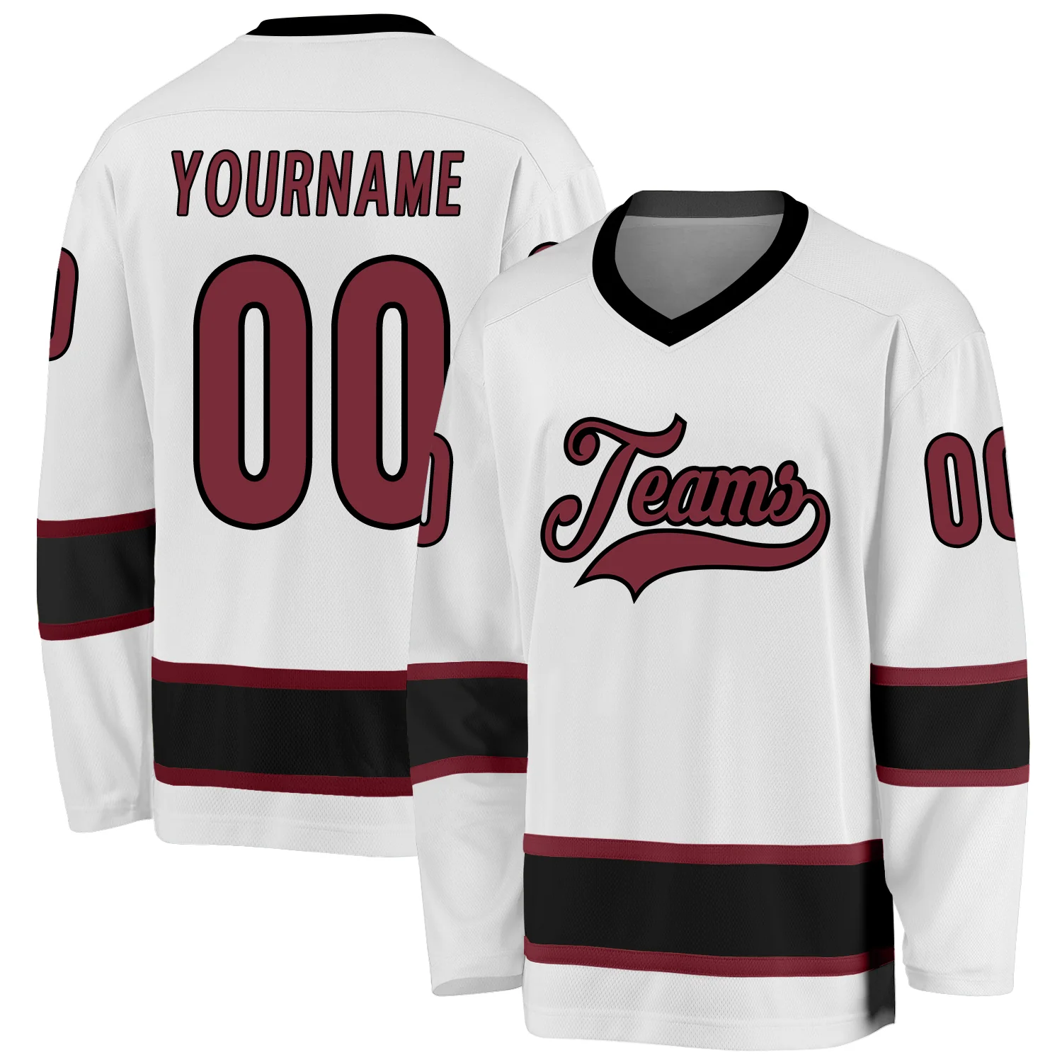 white_0649.webp Custom White Burgundy-Black Hockey Jersey - Image 1